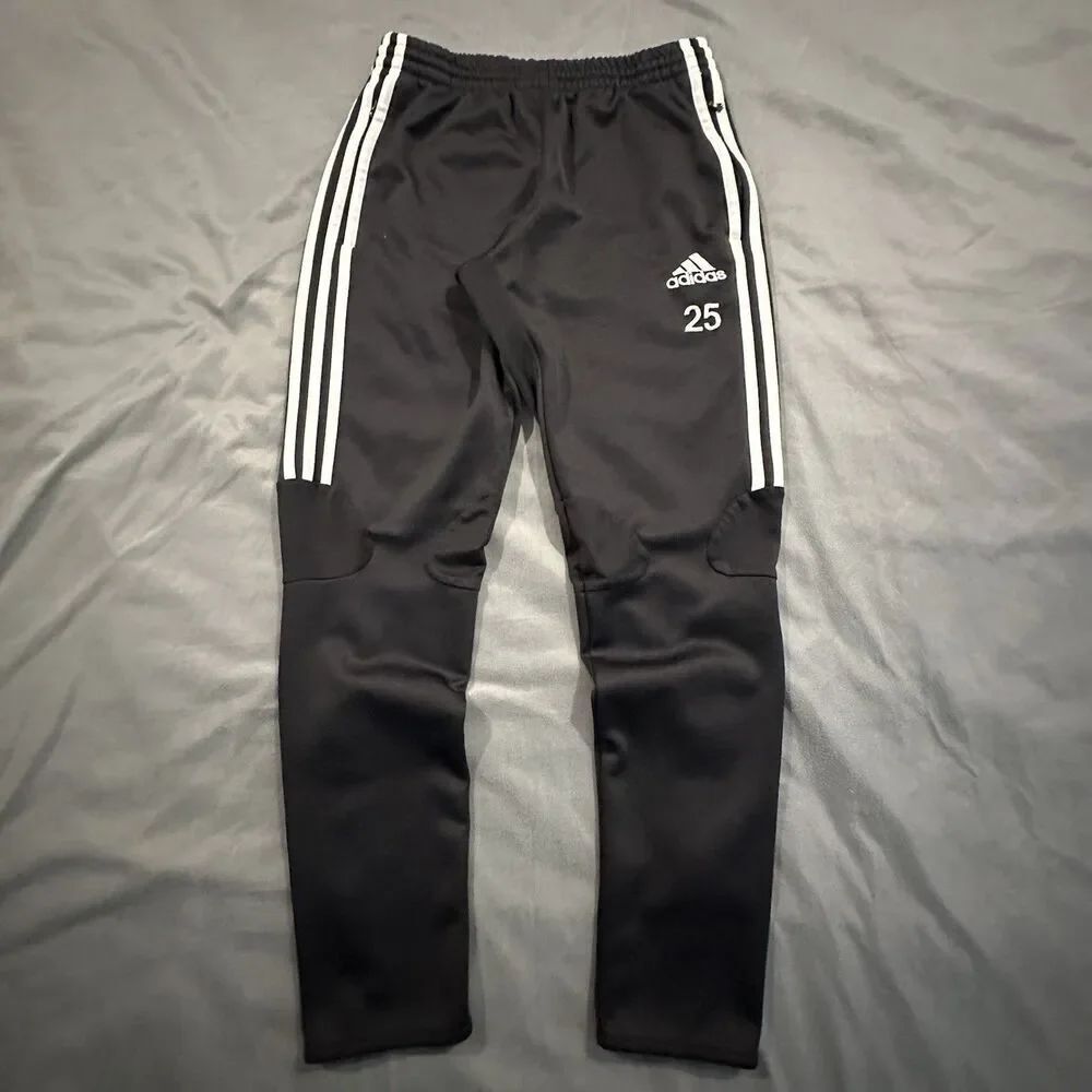 Y2K Adidas Track Pants Mens S Striped Sweatpants Zip 00s 08 Black Soccer #25